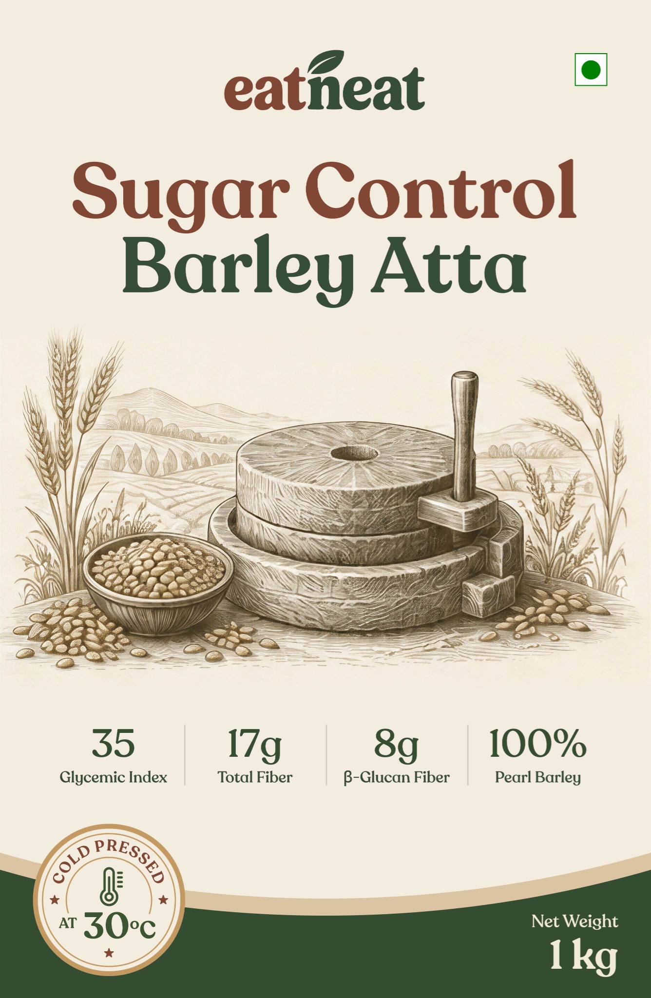 EatNeat Sugar Control Barley Atta pouch